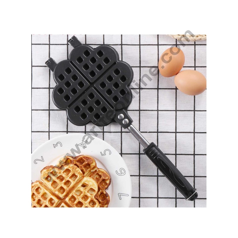 Cake Decor Waffle Maker Gas Heat Heart Shape Waffle Non-Stick Cake Baking Tray Hollow Design