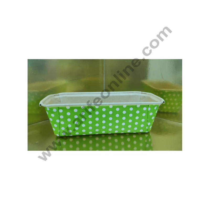 Novacart Bake & Serve Paper Baking Mould By Cake Decor - Brown Coat Polka Dot Plum Cake Mould Green 10 Pcs