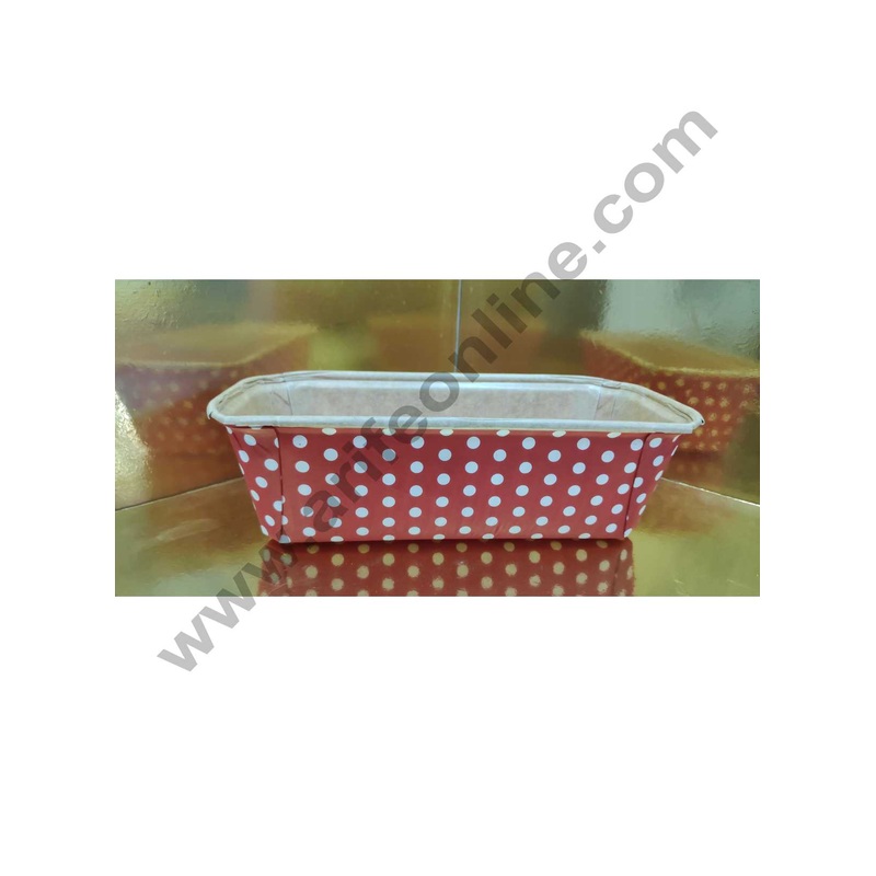 Novacart Bake & Serve Paper Baking Mould By Cake Decor - Brown Coat Polka Dot Plum Cake Mould Red 10 Pcs