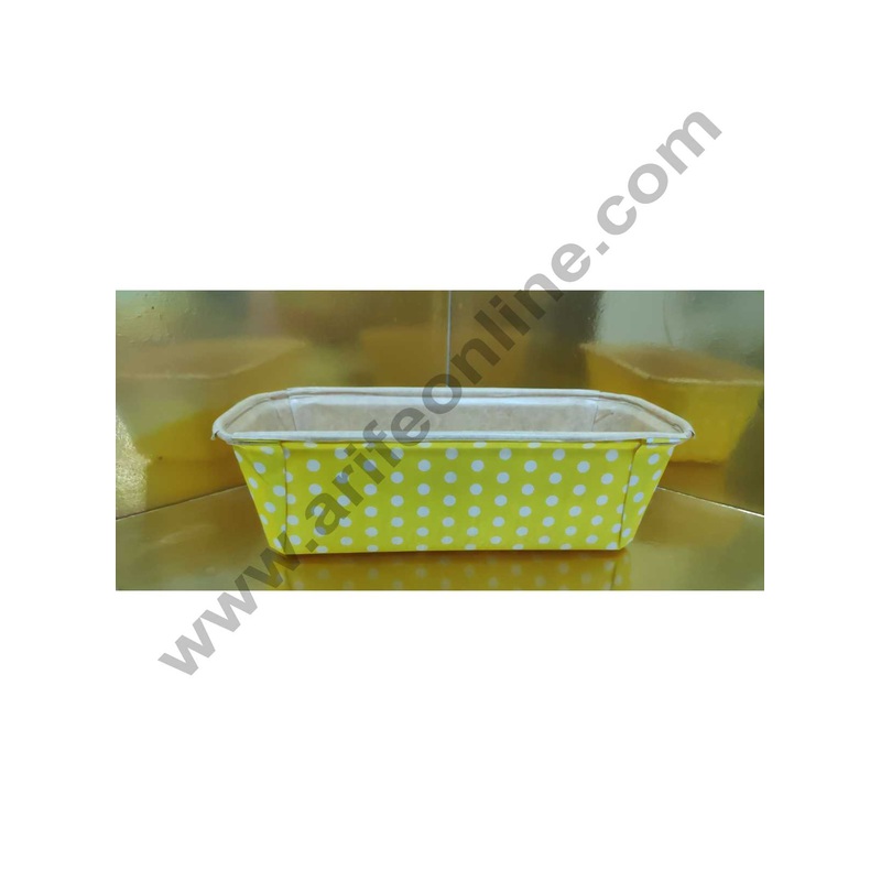 Novacart Bake & Serve Paper Baking Mould By Cake Decor - Brown Coat Polka Dot Plum Cake Mould Yellow 10 Pcs