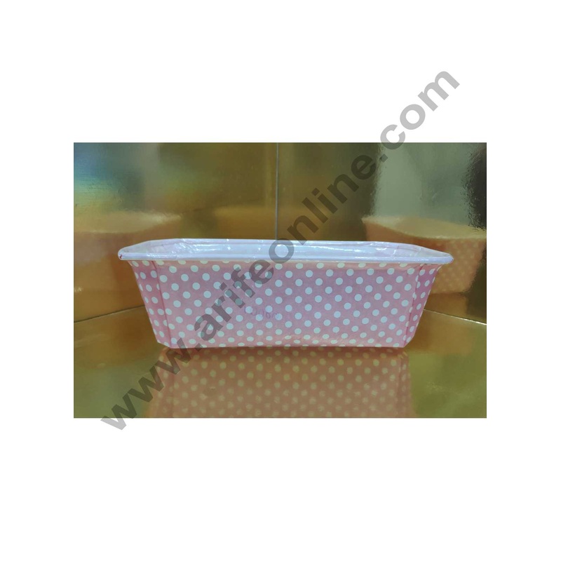 Novacart Bake & Serve Paper Baking Mould By Cake Decor - Polka Dot Plum Cake Mould Light Pink 10 Pcs