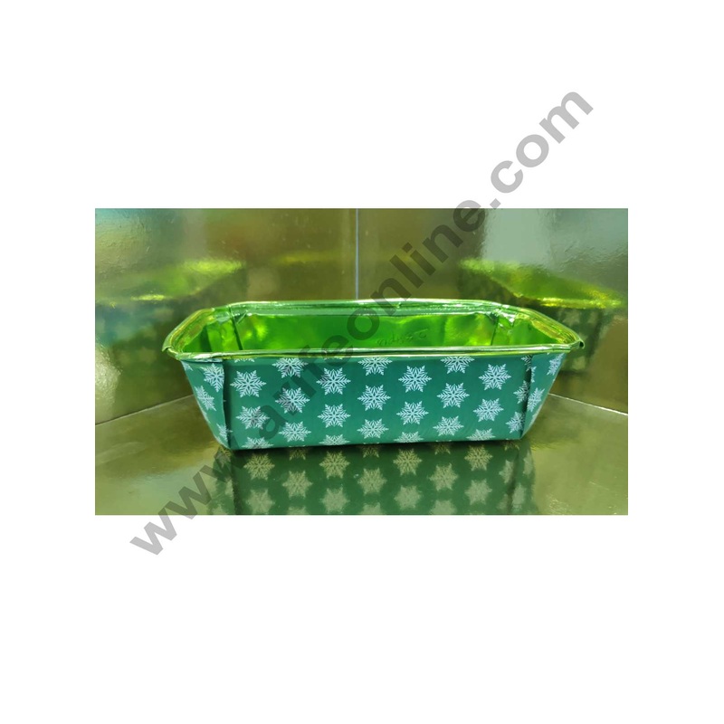 Novacart Bake & Serve Paper Baking Mould By Cake Decor - Snowflake Green Plum Cake Mould  10 Pcs