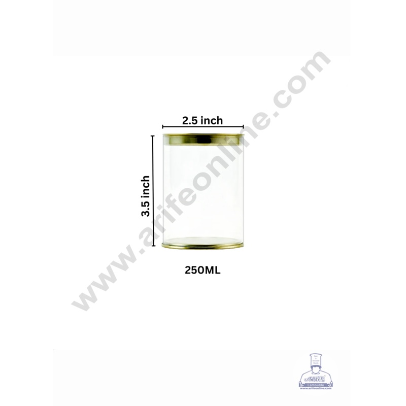 1 Piece Premium Transparent Plastic Containers with Golden Lids - 250ml (2.5 inch X Height : 3.5 inch)- CAKE DECOR