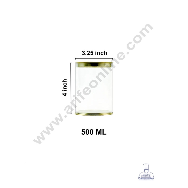1 Piece Premium Transparent Plastic Containers with Golden Lids - 500ml - CAKE DECOR
