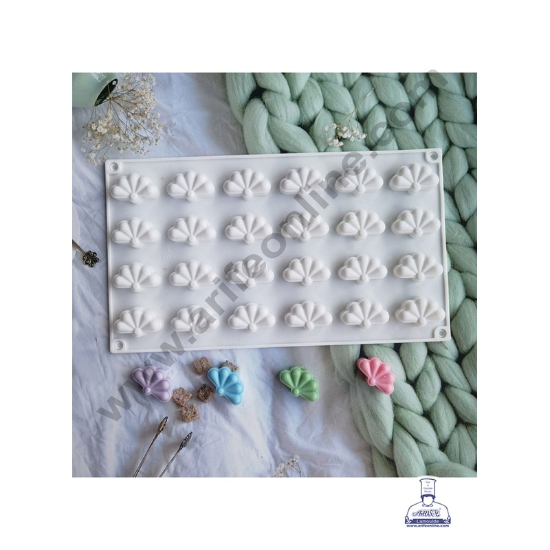 24 Cavity Small Fan Design Mould Chocolate Silicon Mould - CAKE DECOR