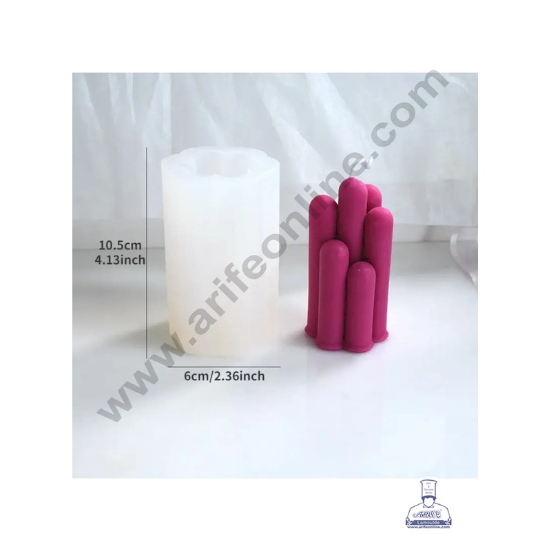 3D Silicon 1 Cavity Cylindrical Pillar Design Shape Silicon Candle Mould, Silicon Soap Mould (SBSP-DYF7010) - CAKE DECOR