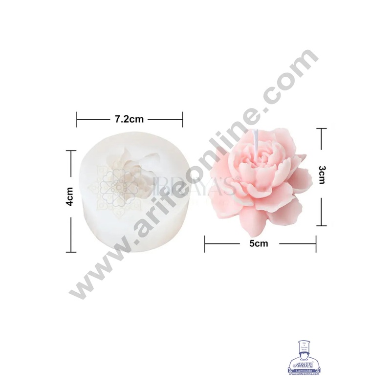 3D Silicon 1 Cavity Peony Rose Shape Silicon Candle Mould, Silicon Soap Mould (SBSP-DYF7344) - CAKE DECOR