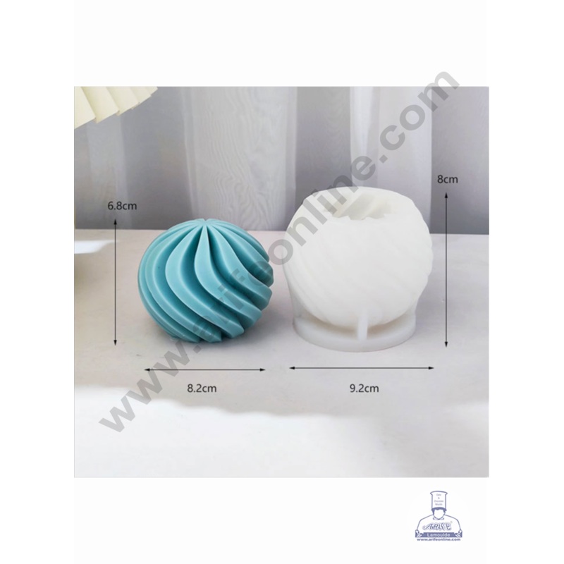 3D Silicon 1 Cavity Spiral Ball Shape Silicon Candle Mould, Silicon Soap Mould (SBSP-DYF6989) - CAKE DECOR