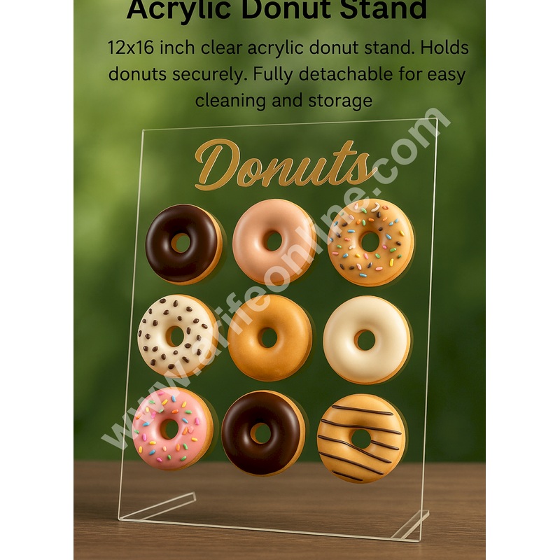 Acrylic Donut Stand  12x16 inches | Fully Detachable Display Holder - CAKE DECOR