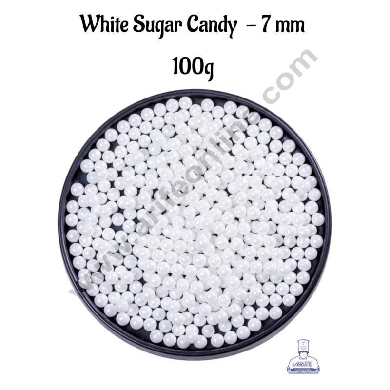 Cake Decor Balls Sugar Candy - White 7mm - 100 gm