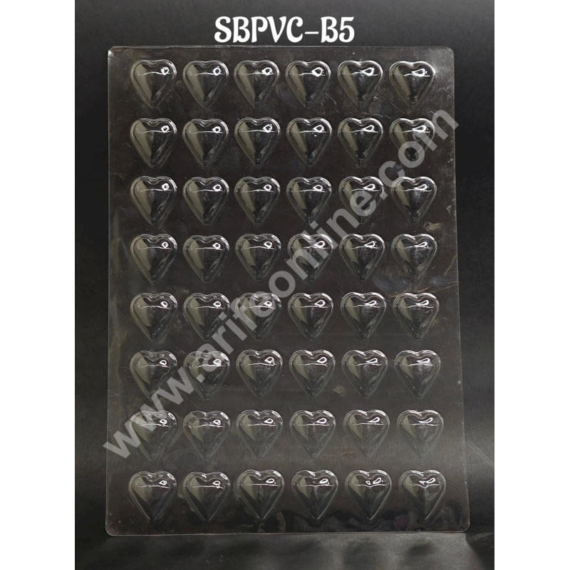 Clear Plastic PVC Heart Shape Chocolate Mould  48 Cavity | Heart Shape Polycarbonate Mold (5 pc Pack) - CAKE DECOR
