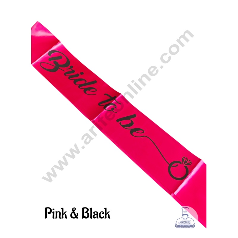 Dark Pink Satin Bride To Be Sash With Black Print | Party Supplies - CAKE DECOR