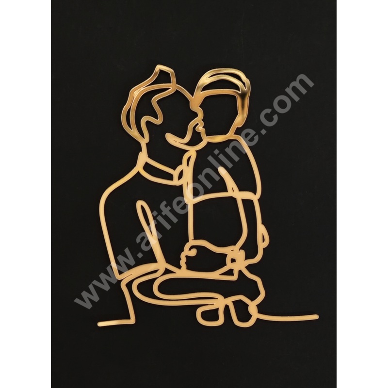 Fathers Day Father Son Duo Golden Acrylic Cake Topper  - Cake Decor