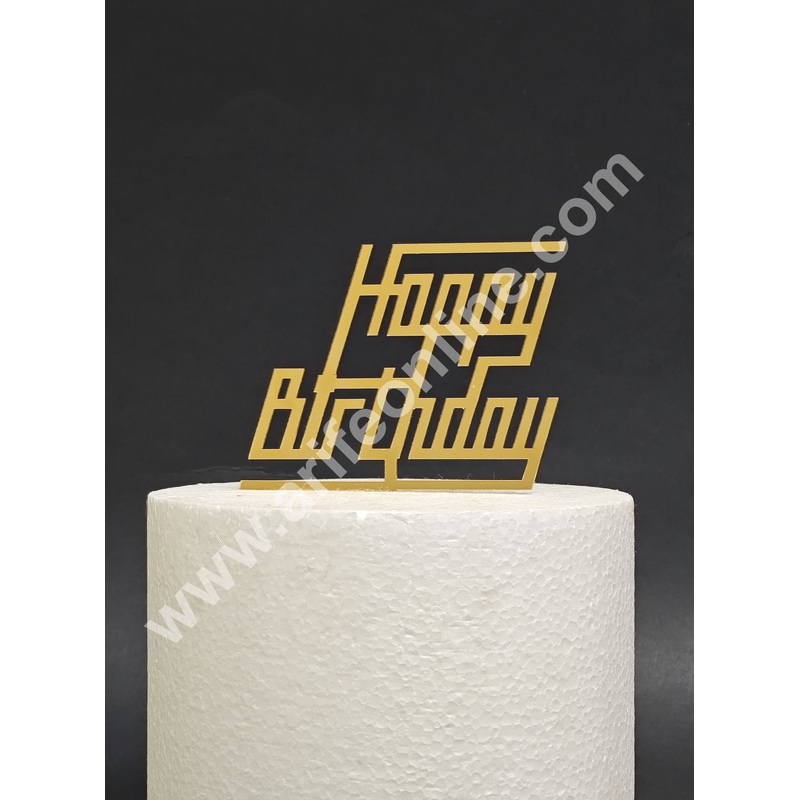 Gold Acrylic Finishing Cake Topper Happy Birthday Cake Topper - Cake Decor