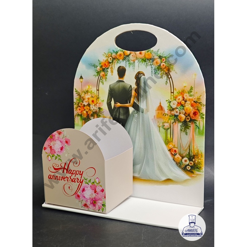 Happy Anniversary Foldable Cake and Flower Hamper (Design-01) - CAKE DECOR