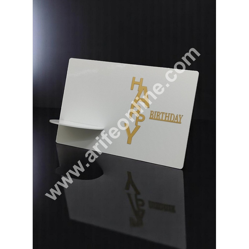 Happy Birthday Acrylic Cake Frame Vertical Design | White Detachable Cake Display Stand| Elegant Cake Presentation Board - CAKE DECOR