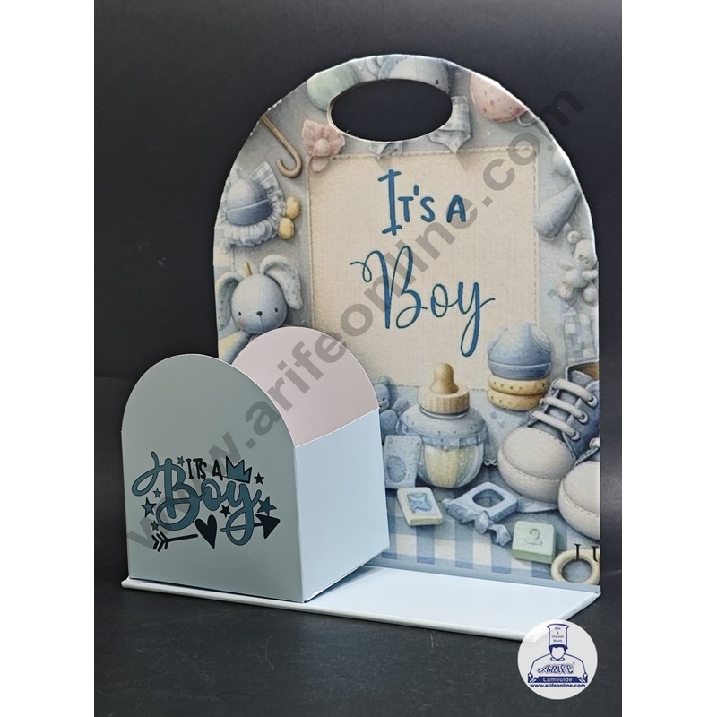 It's a Boy Blue Foldable Cake and Flower Hamper - CAKE DECOR
