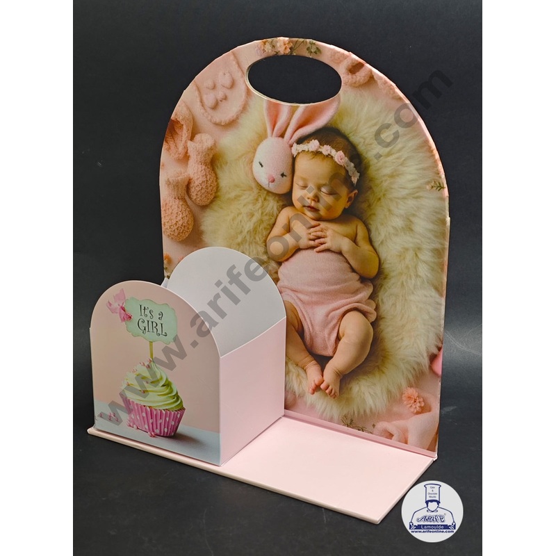It's a Girl Pink Foldable Cake and Flower Hamper - CAKE DECOR