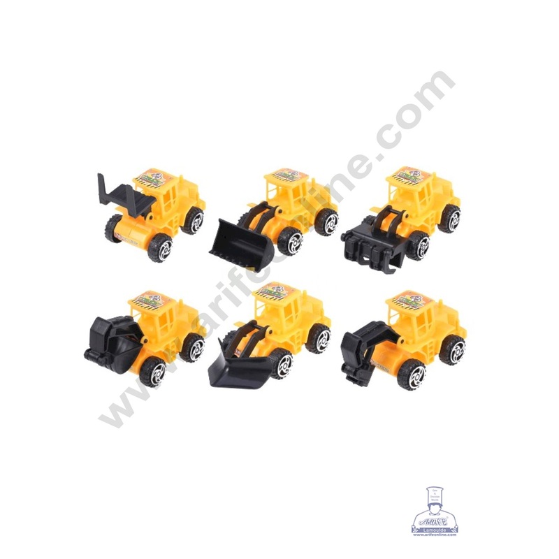 Mini Construction Vehicle Toy Cake Topper (JCB Set) - 6 Pcs - CAKE DECOR
