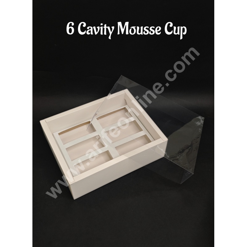 Mousse Cup Box with Cavity Elegant Dessert Packaging with Clear Transparent Lid (6 Cavity) - CAKE DECOR