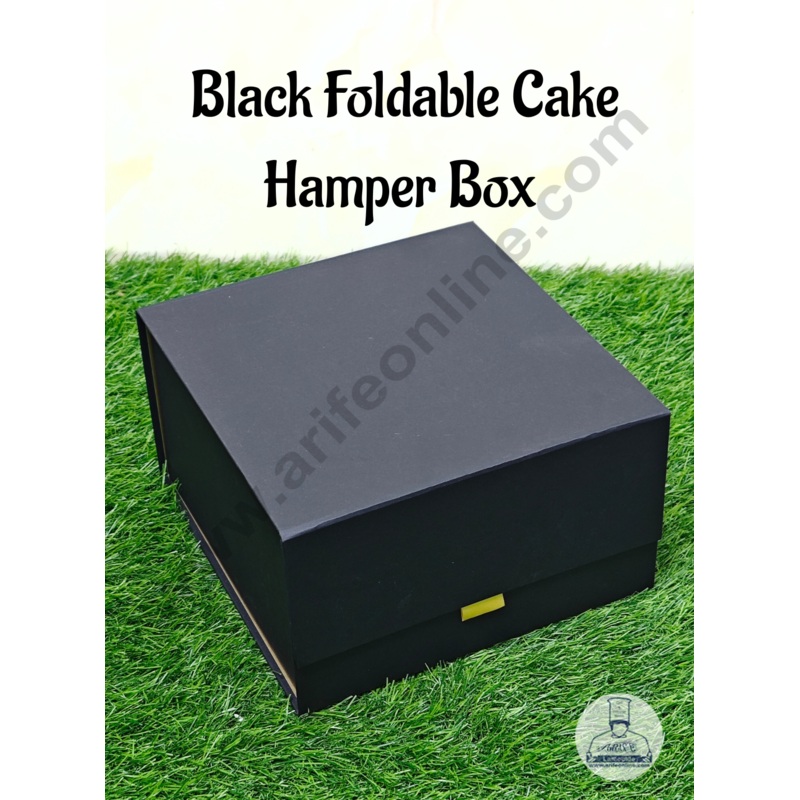 Premium Foldable Cake Box with Golden Interior (Black)  - CAKE DECOR