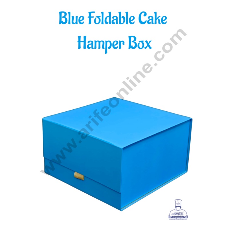 Premium Foldable Cake Box with Golden Interior (Blue)  - CAKE DECOR