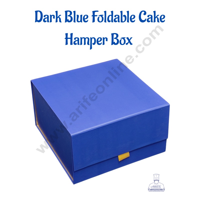 Premium Foldable Cake Box with Golden Interior (Dark Blue)  - CAKE DECOR