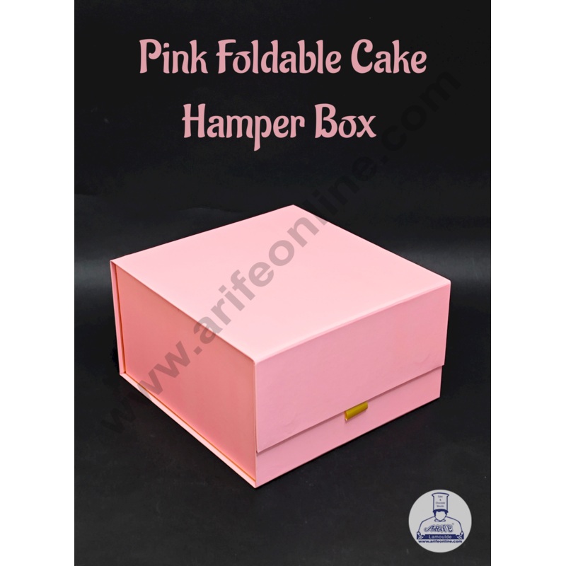 Premium Foldable Cake Box with Golden Interior (Pink)  - CAKE DECOR