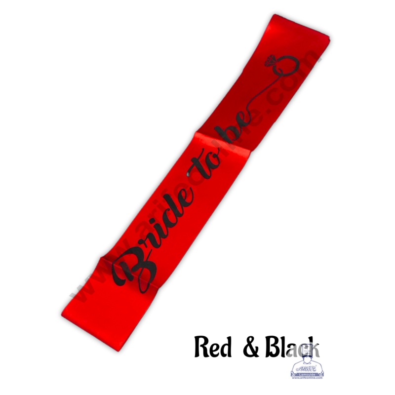 Red Satin Bride To Be Sash With Black Print | Party Supplies - CAKE DECOR