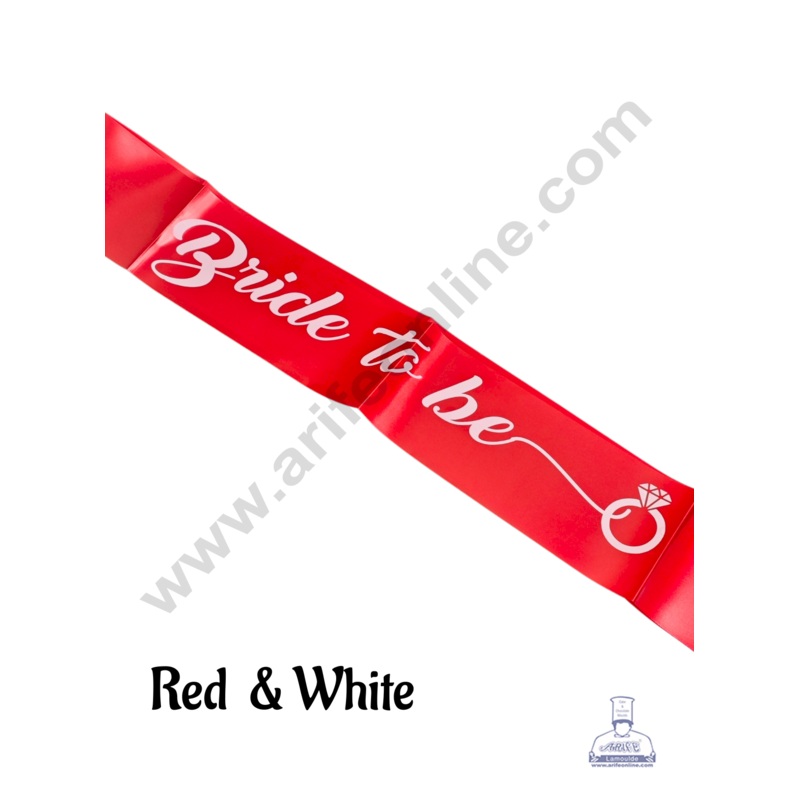 Red Satin  Bride To Be Sash With White Print | Party Supplies - CAKE DECOR