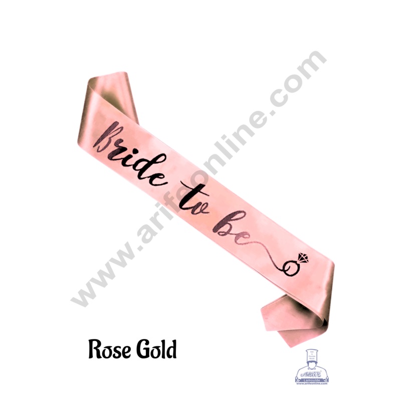 Rose Gold Satin Bride To Be Sash With Black Print | Party Supplies - CAKE DECOR