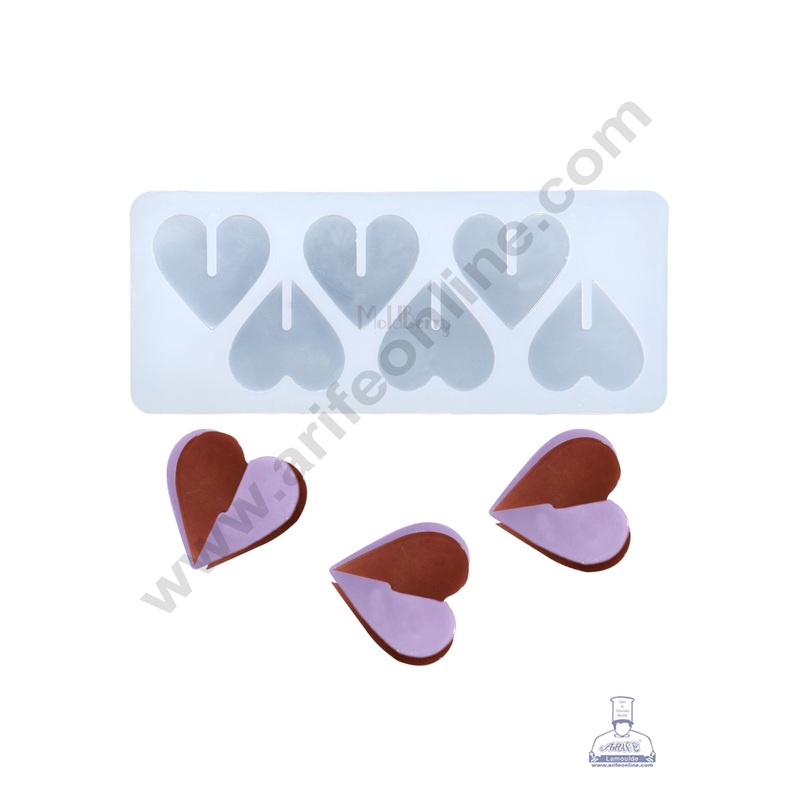 Silicon 6 in 1 Heart Shape Chocolate Garnishing Mould Cake Insert Decoration Mould-  Cake Decor