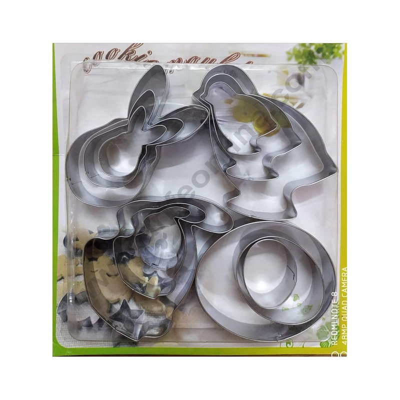 Cake Decor 12 Pcs Easter Theme Bunny Duck Rabbit Egg Shape Stainless Steel Cookie Cutter