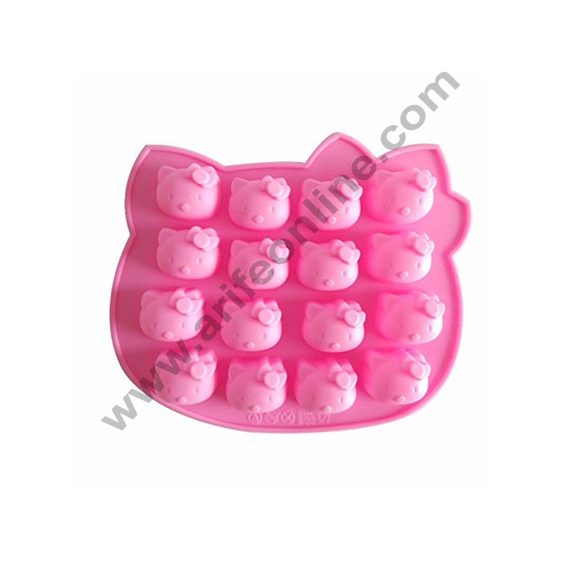 Cake Decor 16 in 1 Silicon Bakeware Hello Kitty Shape Cupcake Moulds Muffin Mould