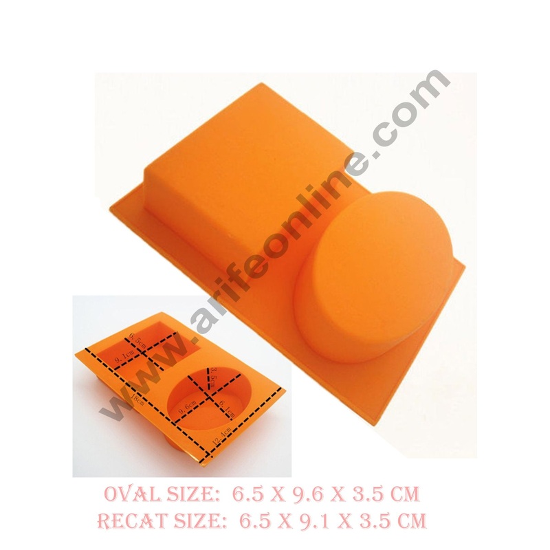 Cake Decor 2 Cavity Rectangle and Oval Silicone Moulds for Soaps and Chocolate Jelly DessertsMould