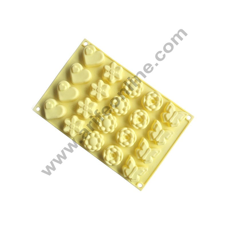 Cake Decor 20 Cavity Flowers Butterfly Heart Mix Design Shape Muffin Mold Silicone Cupcake Mould SBSM-426