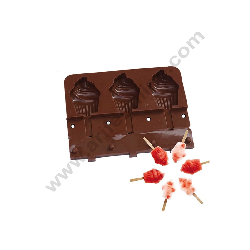 Cake Decor 3 Cavity Ice Cream Shaped Cupcake Pocket Shaped Silicone Mould