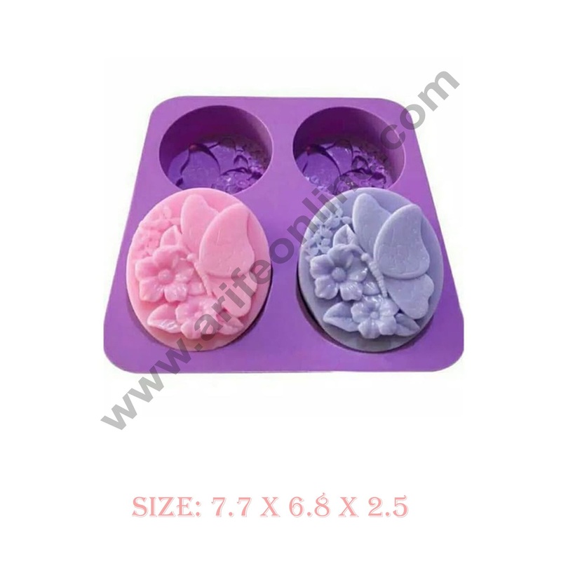 Cake Decor 4 Cavity Butterfly Flower Silicone Moulds for Soaps and Chocolate Jelly DessertsMould