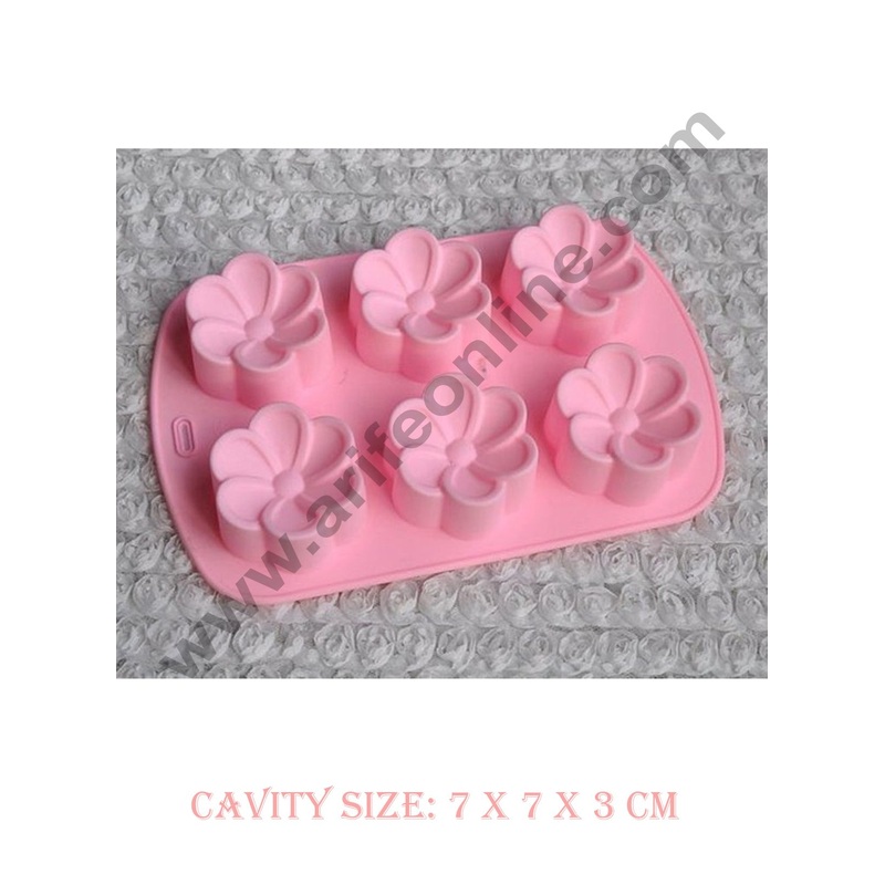Cake Decor 6 Cavity Flower Design Silicone Moulds for Soaps and Chocolate Jelly Desserts Mould
