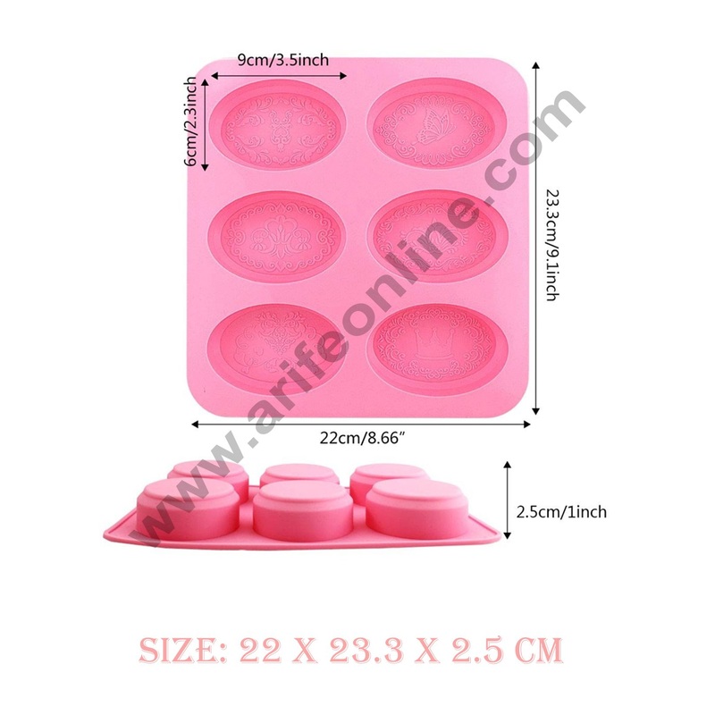 Cake Decor 6 Cavity Oval Frame Butterfly Crown Heart Design Silicone Moulds for Soaps and Chocolate Jelly Desserts Mould