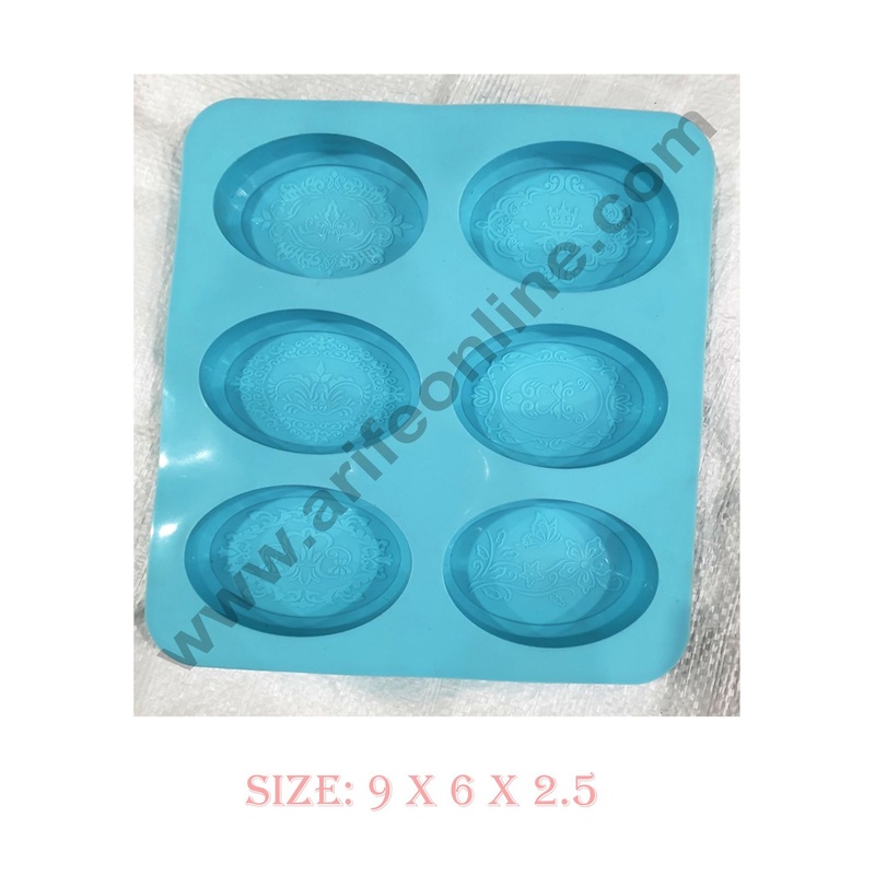 Cake Decor 6 Cavity Oval With Crown Butterfly Design Silicone Moulds for Soaps and Chocolate Jelly Desserts Mould