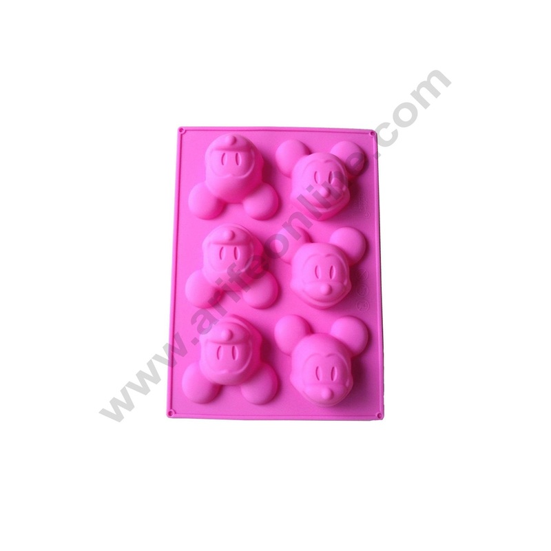 Cake Decor 6 in 1 Silicon Bakeware Mickey Mouse Cupcake Moulds Muffin Mould