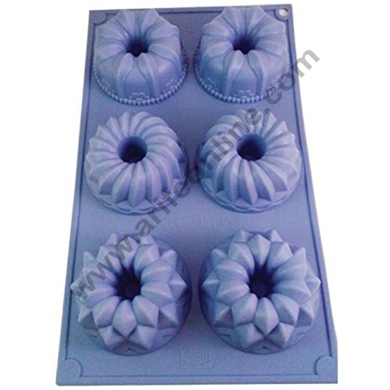 Cake Decor 6 in 1 Silicon Bakeware Mix Flower Shape Bundt Cupcake Moulds Muffin Mould