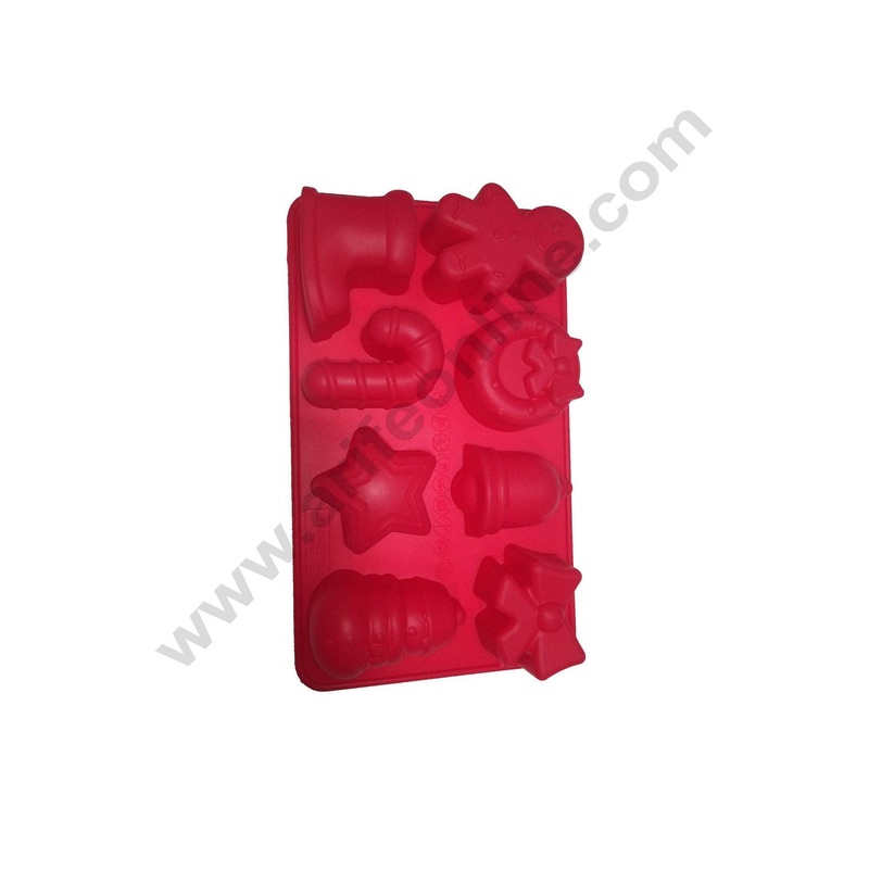Cake Decor 8 in 1 Silicon Bakeware Christmas Jingle Cupcake Moulds Muffin Mould
