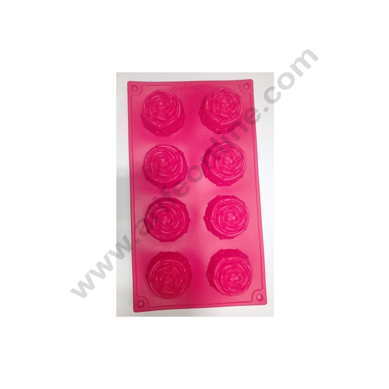 Cake Decor 8 in 1 Silicon Bakeware Rose Shape Cupcake Moulds Muffin Mould