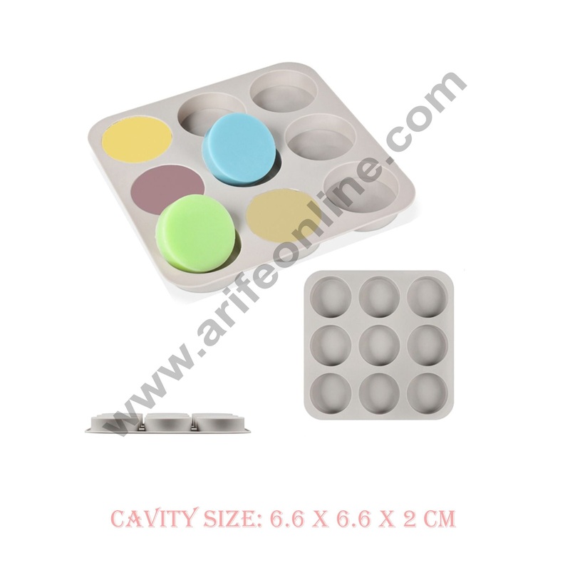 Cake Decor 9 Cavity Small Flat Round Silicone Moulds for Soaps and Chocolate Jelly Desserts Mould