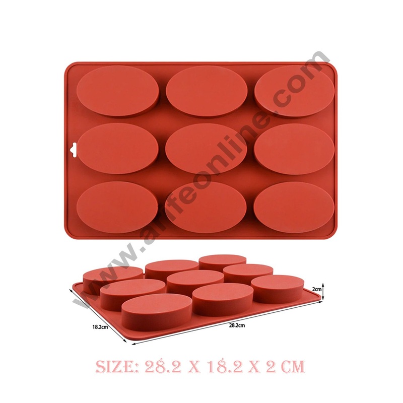 Cake Decor 9 Cavity Small Oval Silicone Moulds for Soaps and Chocolate Jelly Desserts Mould