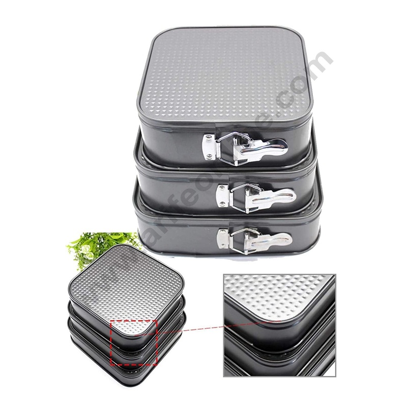 Cake Decor Non-Stick 3Piece/Set Square Springform Cake Mould Baking Cake Mould (3 Sizes 20 cm, 22 cm, 24 cm) Set of 3 Pieces