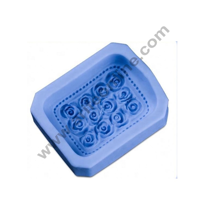 Cake Decor Silicon 12 Cavity Rose Frame Soap Mould /Cake Muffin Mould Size : 8.5 x 6.7 x 3.5 CM