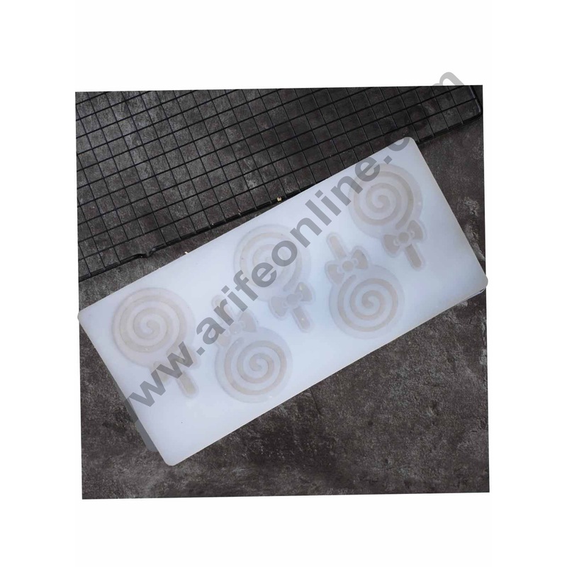 Cake Decor Silicon 5 in 1 lollypop with bow Shape Chocolate Garnishing Mould Cake Insert Decoration Mould